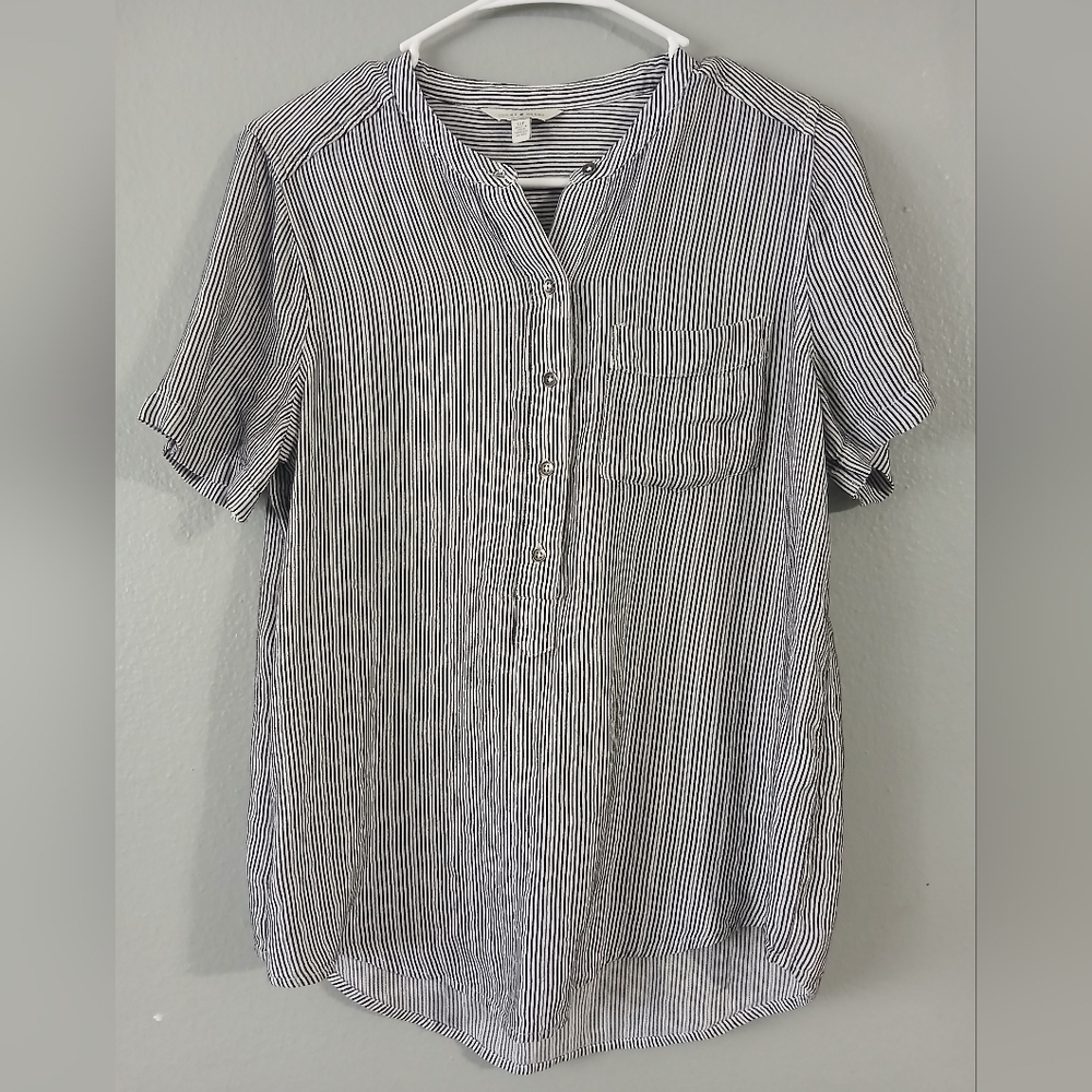 Lucky Brand Striped Short Sleeve Blouse‎